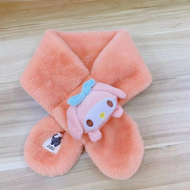Kawaii Sanrio Scarf for Children Anime Kuromi Melody Cinnamoroll Plush Scarf Winter Thicken Cartoon Neckerchief Kids Gifts Gong Bohan LED