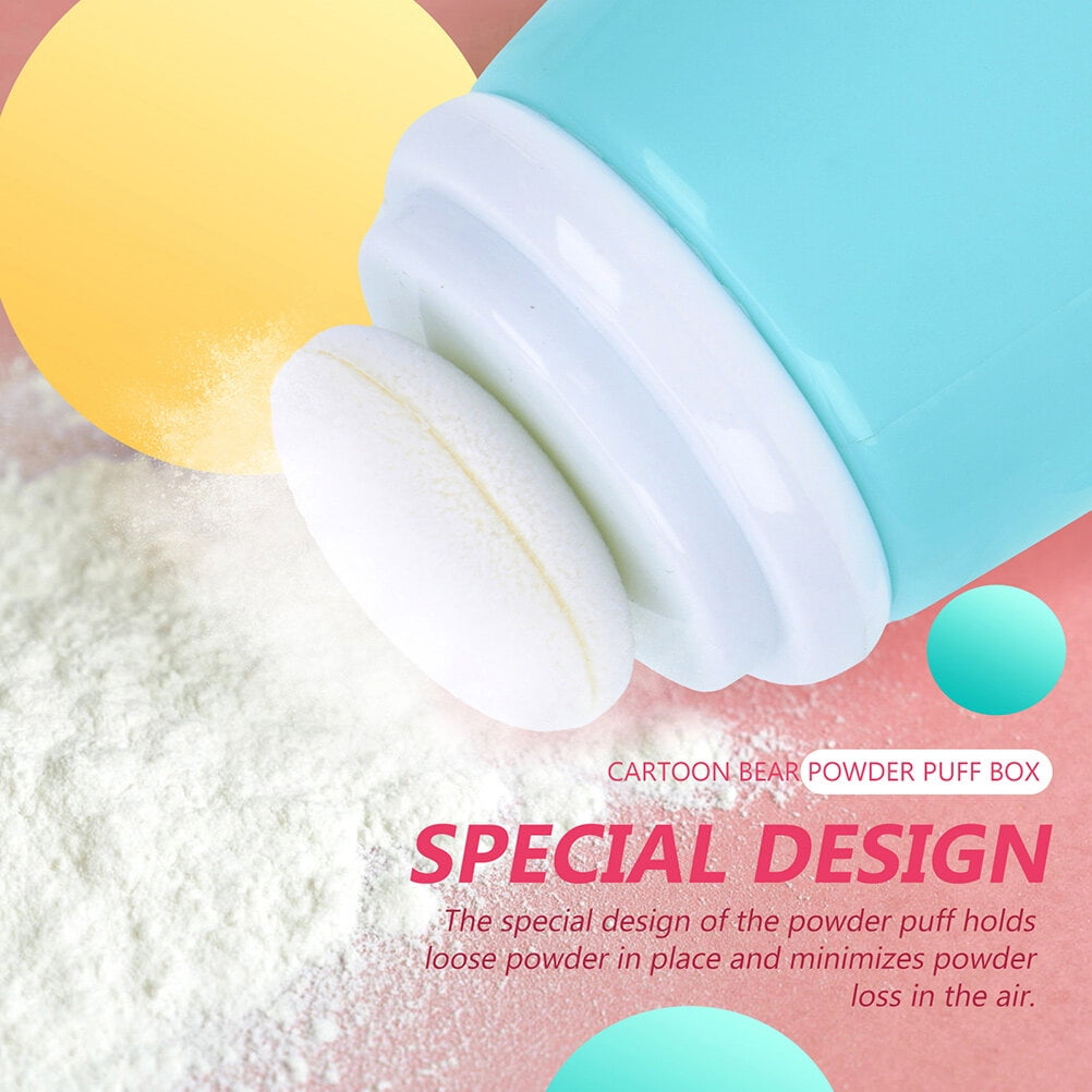 GOOHOCHY 2 Pcs Baby Powder Container Puff Box Cartoon Cosmetic Travel