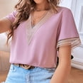 thumbnail image 1 of Blusa de verano Ticfox camisa de mujer manga corta con cuello en V, 1 of 6