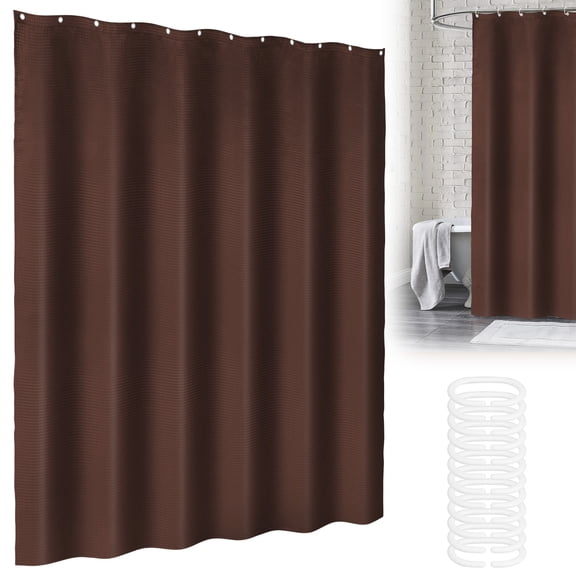 Ihvewuo Waffle Weave Shower Curtain for Bathroom Waterproof Machine Washable Bath Curtain with Rustproof Metal Grommet and 12 Plastic Hook 71"Wx71"H Brown