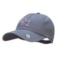 thumbnail image 2 of Minimal Piggy Outline Embroidered Unstructured Cotton Twill Cap - Grey OSFM, 2 of 5