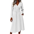 thumbnail image 4 of Women's Floral Maxi Dresses Spring Fall Plus Size V Neck Flowy a Line Dress High Waist A-Line Swing Sundress, 4 of 5