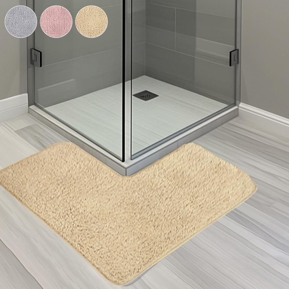 L-Shaped Bath Mat, Corner Bath Mat, Washable Carpet,Water Absorbent Soft Bath Rug, Non-Slip Floor Mats for Bathroom Bedroom Kitchen Living Room