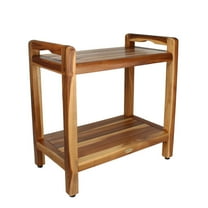 EcoDecors Eleganto 24” Extended Height Teak Shower Bench in Earthy Teak Finish
