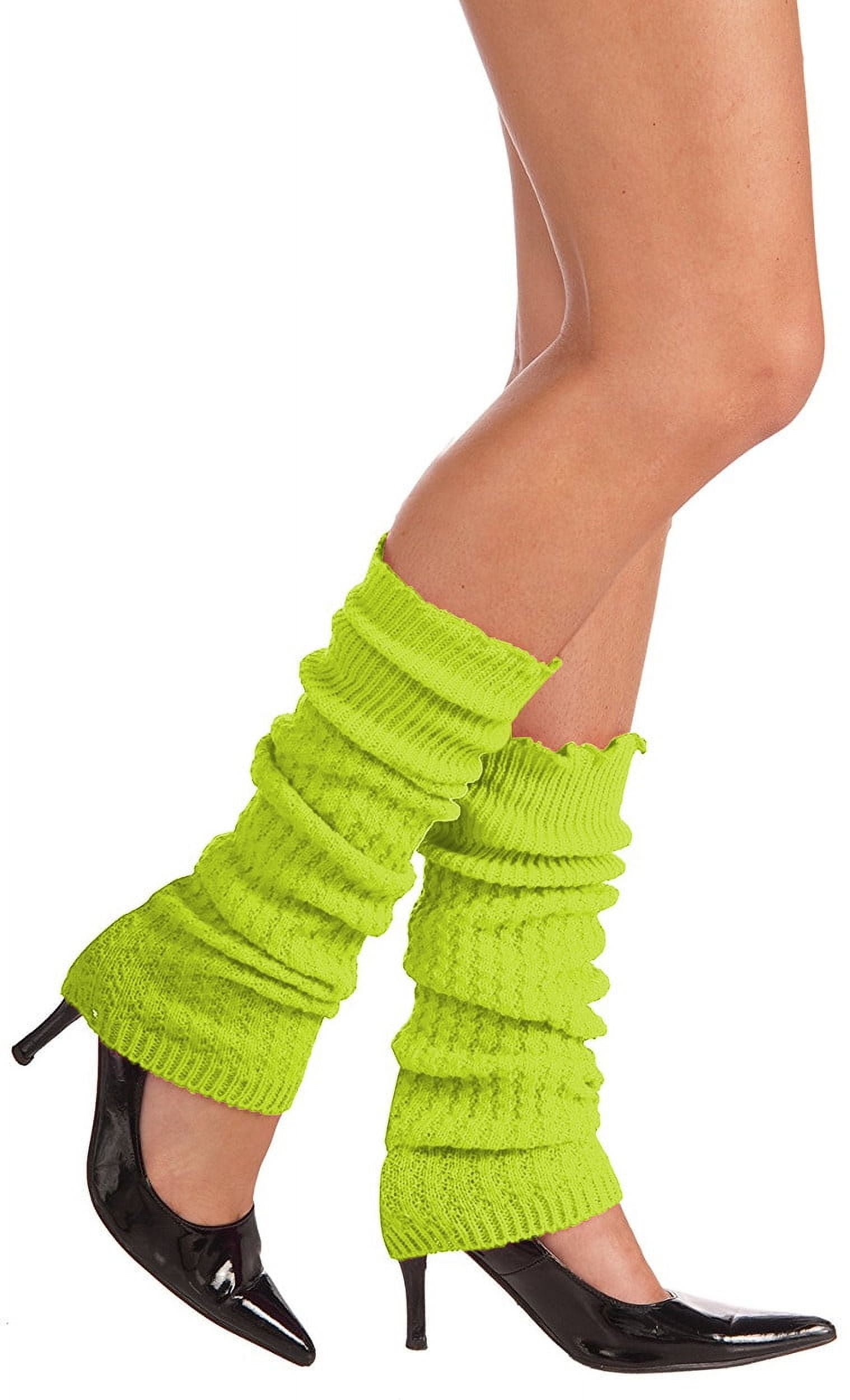Neon Pintuck Leg Warmers (B×N) Leg Warmers for Women 80s Fashion costumes Ribbed Knit Knee
