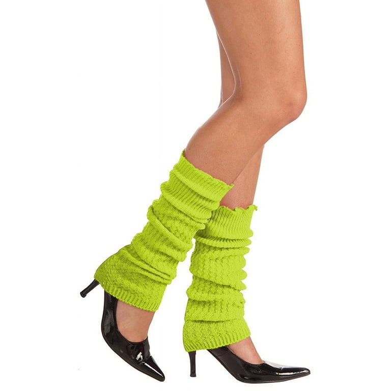 Neon Pintuck Leg Warmers (B×N) v28 Women's Neon Knit Leg Warmer for 80s Party Dance Sports