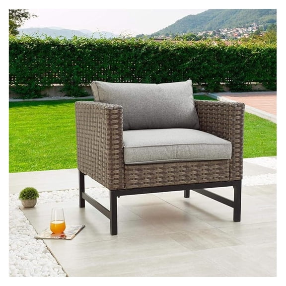 Wicker Outdoor Chair Rattan Armchair Chairs with Removable Cushions Patio Dinning Furniture for Garden Balcony Porch Poolside