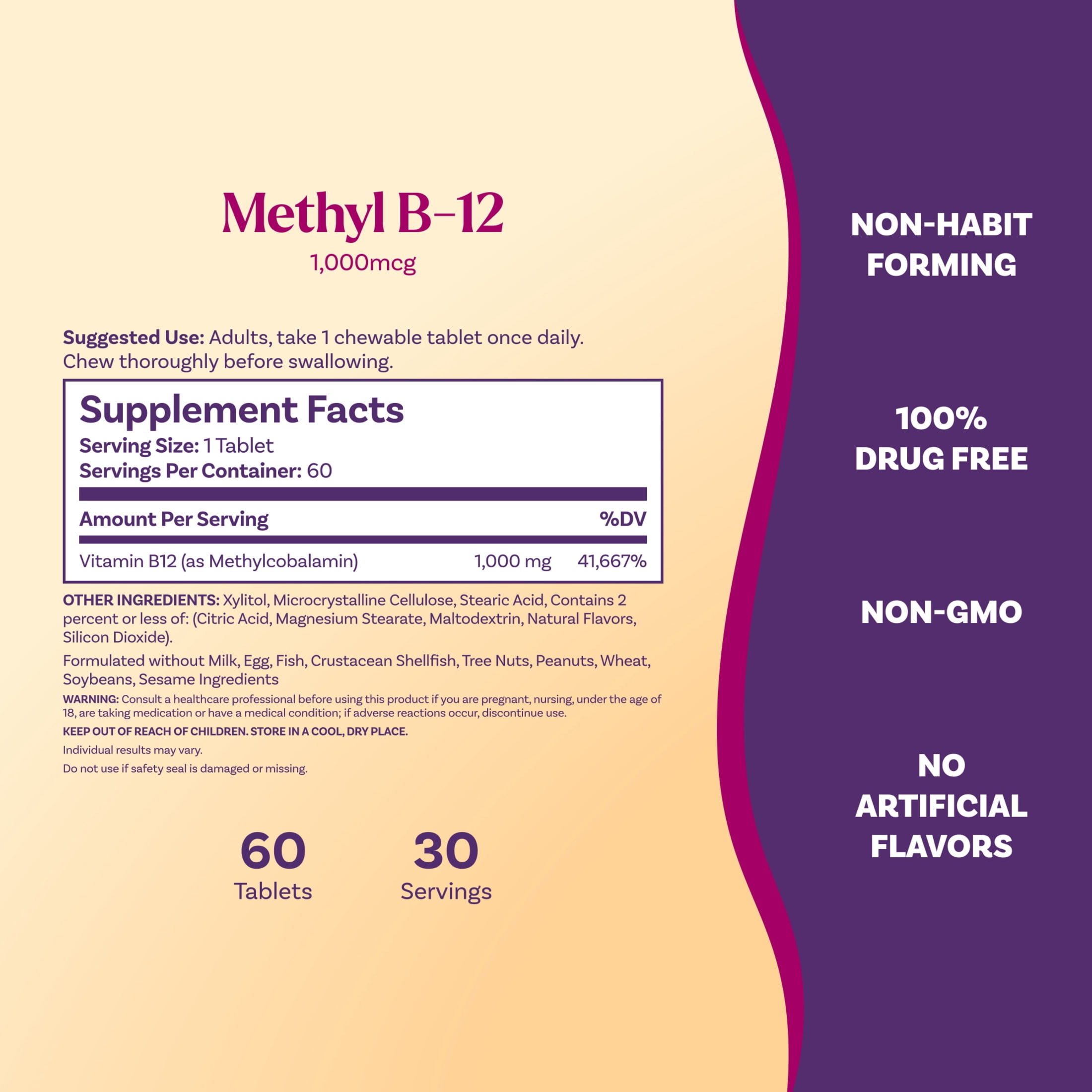 (3 pack) Natrol Energy Methyl B-12 1000 mcg, Lemon Flavored, 60 Chewable Tablets