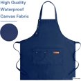 thumbnail image 4 of ONEKISS Aprons with Pockets Canvas Cotton Waterproof Cooking Apron for Men & Women, Adjustable Straps, One Size Fits Most, 4 of 8