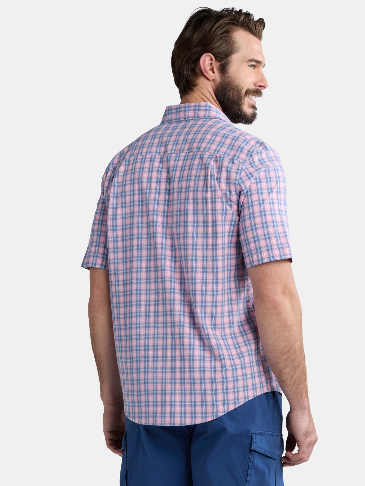 George Men's & Big Men's Classic Fit Short Sleeve Button-Up Poplin Shirt, Sizes S-3XL