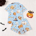 thumbnail image 3 of Halloween Theme Button Down Short Sleeve Pajama For With Lace Trim Short Pants Comfortable Home Wear, 3 of 7