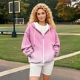 thumbnail image 6 of Women's Gradient Color Full Zip Hooded Sweatshirt, Soft Breathable Long Sleeve Pullover for Spring Autumn Casual Wear, Streetwear Fashion and Daily Comfort Pink XL, 6 of 6