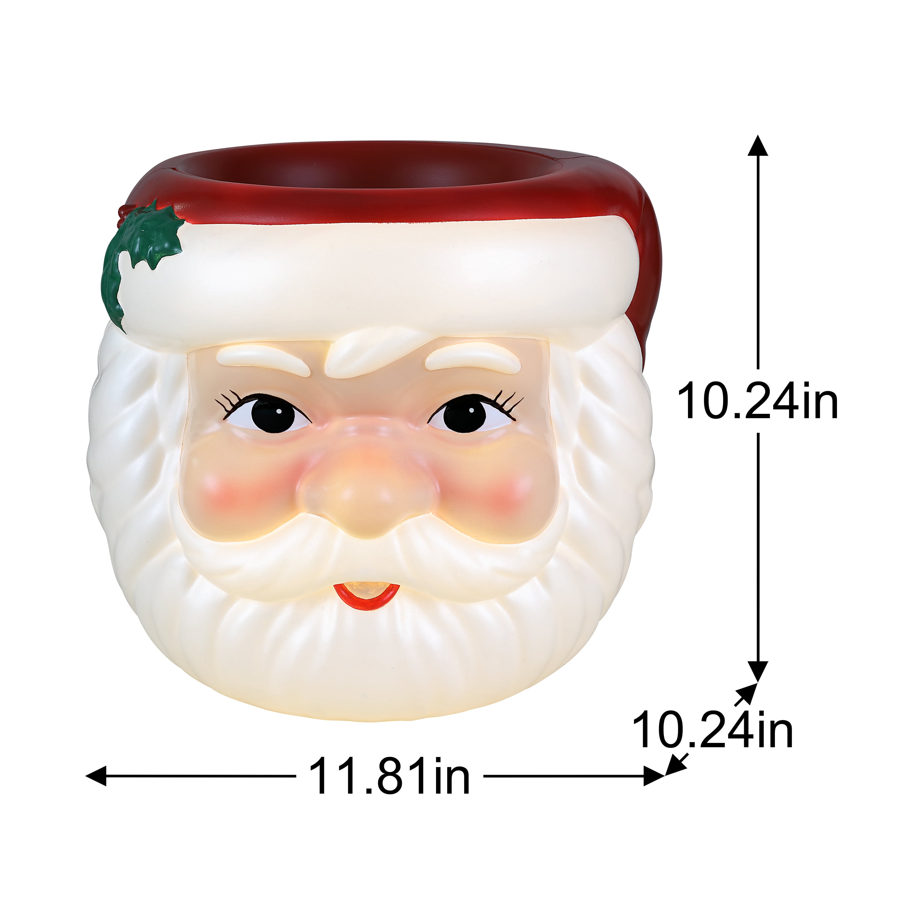 Mr. Christmas 12" Blow Mold Santa Candy Bowl, Red