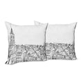 thumbnail image 6 of Ambesonne White Throw Pillow Cover 2 Pack, Sketch Style Cityscape, 20", Black White, 6 of 6