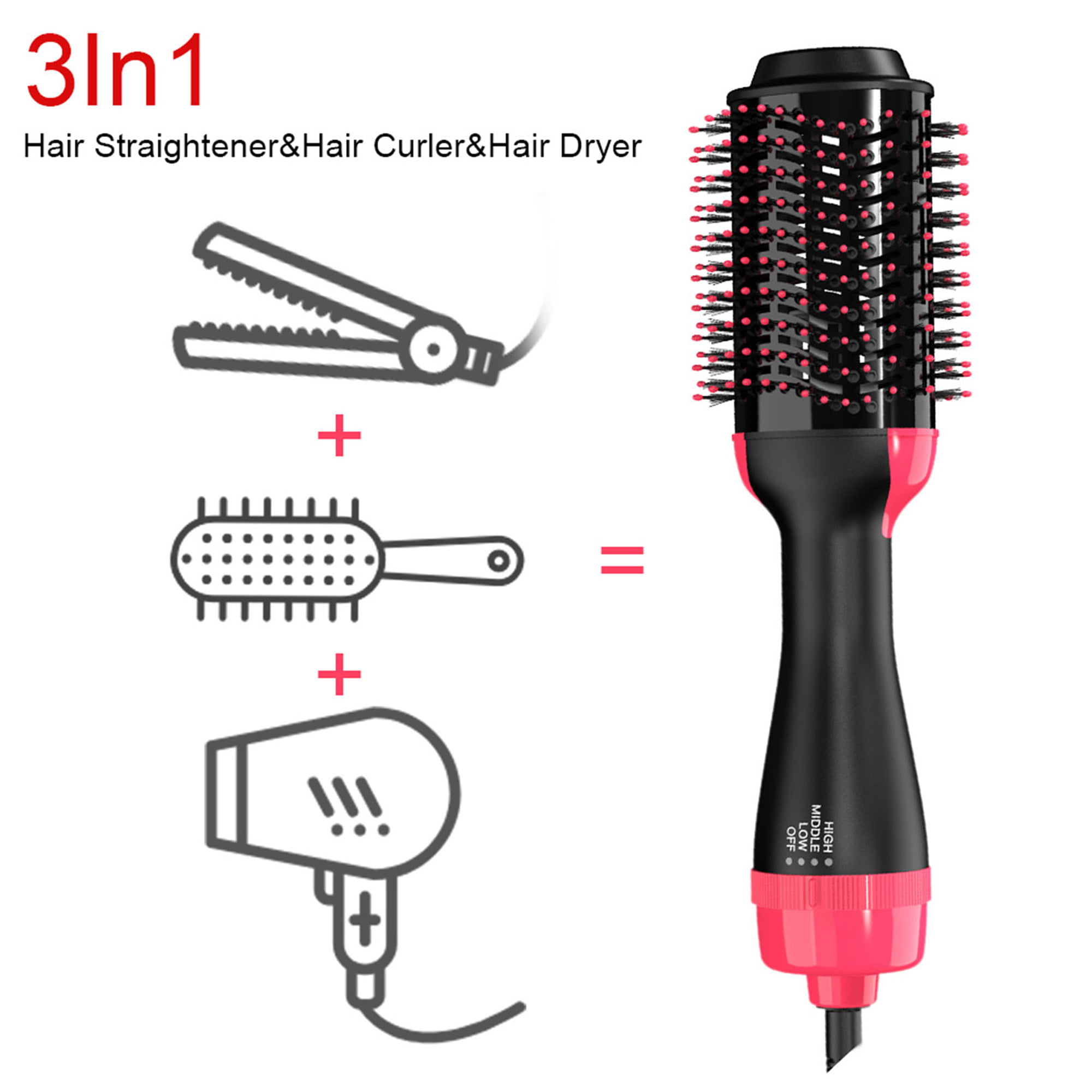 Luiryare 3-In-1 Hair Brush Hot Air Straightener Curler Hair Styler for  Women 