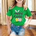 thumbnail image 2 of MIASHUI T-Shirt Graphique de Pâques à Manches Courtes pour Garçons, Confortable et Décontracté, Imprimé pour Filles, Vert, 6-7 Ans, 2 of 4
