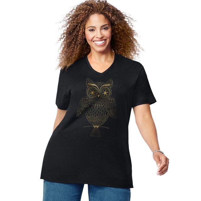 Just My Size T-Shirt Graphique à Manches Courtes pour Femmes, 3X, Noir Whoot