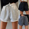 thumbnail image 6 of Shorts for Women Casual Summer Pure Color Elastic Waist Drawstring Shorts Cotton Linen Comfy Lightweight Beach Shorts, 6 of 8