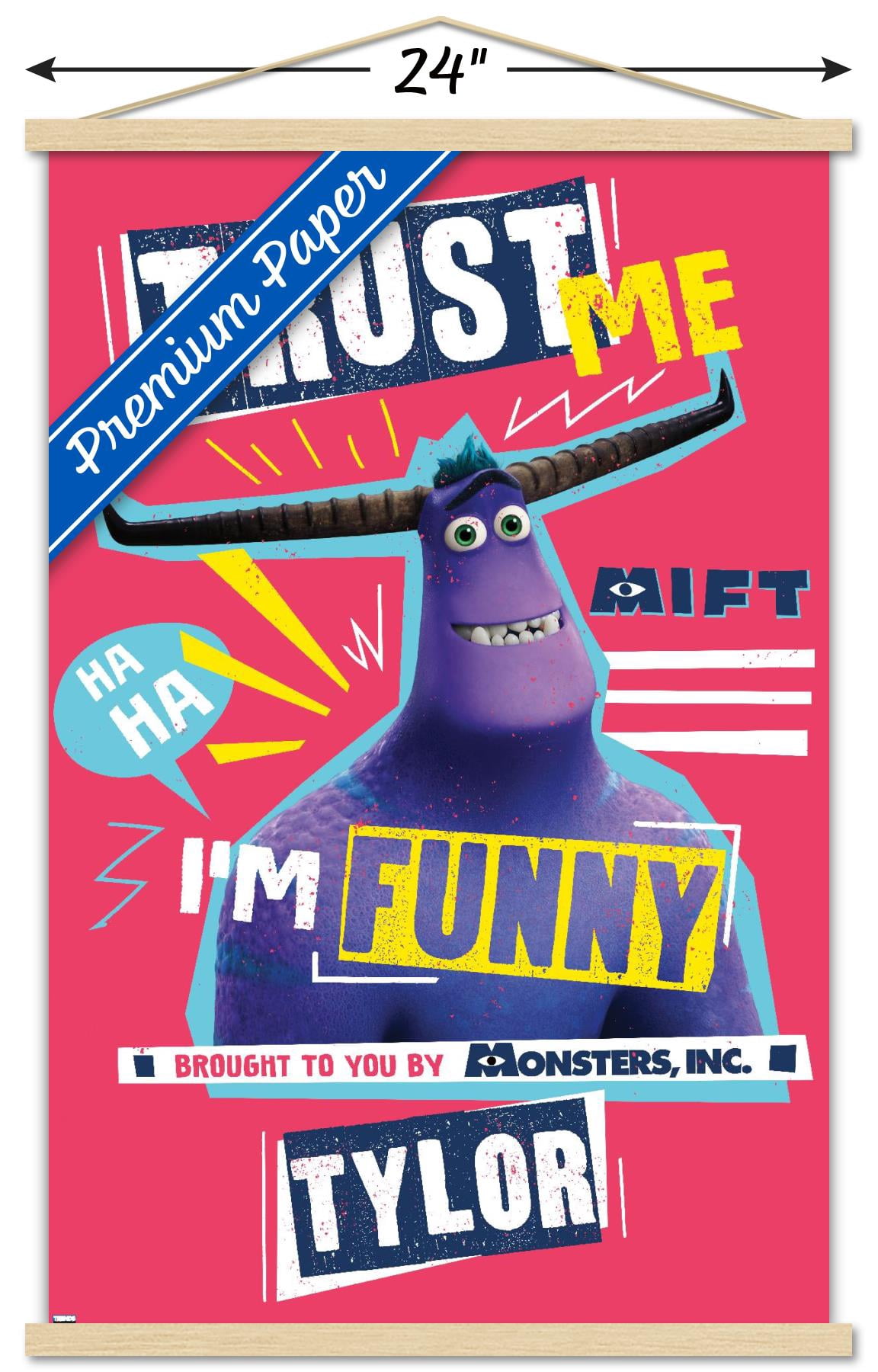 Disney Monsters at Work - Trust Me Wall Poster with Wooden Magnetic Frame, 22.375" x 34"