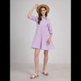 thumbnail image 4 of Vestido Camisero Midi A Rayas con Botones para Mujer, Informal, Holgado, con Puños y Larga, Vestidos de Media Pierna. S, 4 of 9