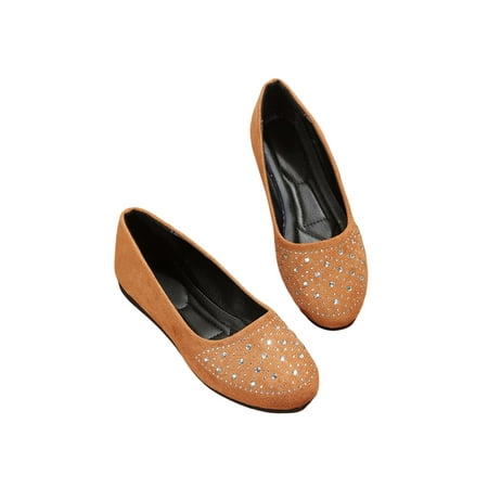 

Woobling Women Flats Comfort Casual Walking Shoe Slip On Loafers Anti-Slip Loafer Daily Work Flat Shoes Yellow 5.5