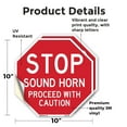 thumbnail image 2 of Stop Sound Horn Proceed with Caution (2 Pack) 10 inch X 10 inch Octagon Vinyl Label Decal Sticker Weather Resistant, UV Protected for Workplace, Made in the USA, 2 of 5