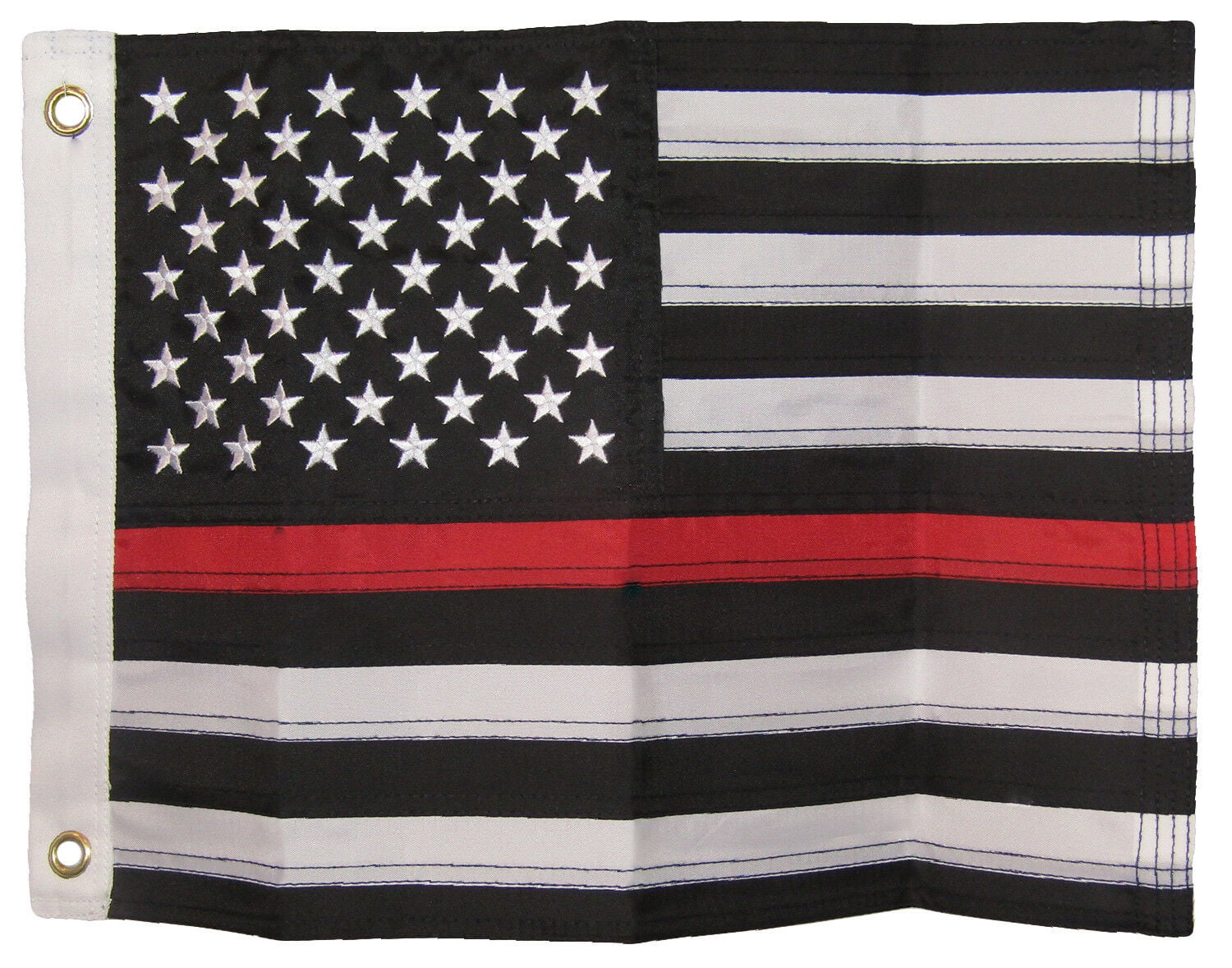 12x18 Embroidered Sewn USA Thin Red Line Support Fire Dept Nylon Flag Grommets