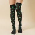 thumbnail image 5 of PATLOLLAV St. Patrick Day Socks,Long Tube Green and White Striped Socks Cotton Cute Green Stockings,Shamrock Green Thigh High Socks Irish Knitted Knee for Costume Party, 5 of 5