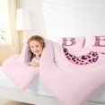 thumbnail image 4 of Catabedysis Bows Letter Print 7-Piece King Bedding,Cheetah Monogrammed B King Bed in a Bag,Pink Reversible For Girls, 4 of 7