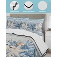 thumbnail image 3 of Full Size Quilt Bedding Set, Blue Starfish Coastal Reversible Summer Quilt 3 Pieces, Beach Coral Nautical Botanical Vintage Lightweight Bedspreads Coverlets with 2 Pillow Shams for All Seasons, 3 of 5