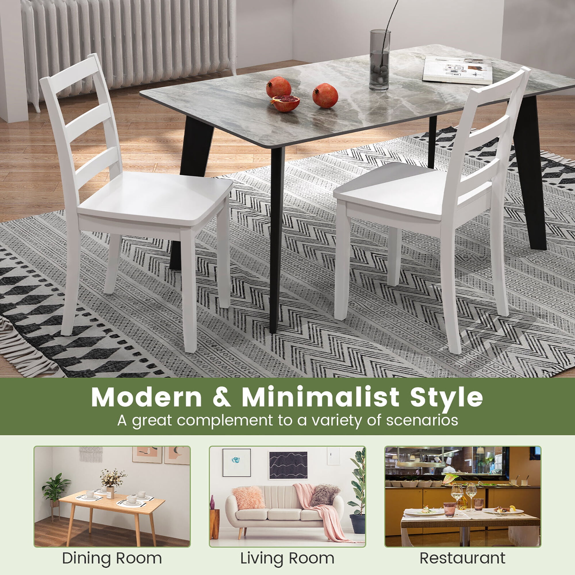 Gymax Dining Chairs Set of 4 Wood Dining Room Kitchen Side Chairs for Living Room