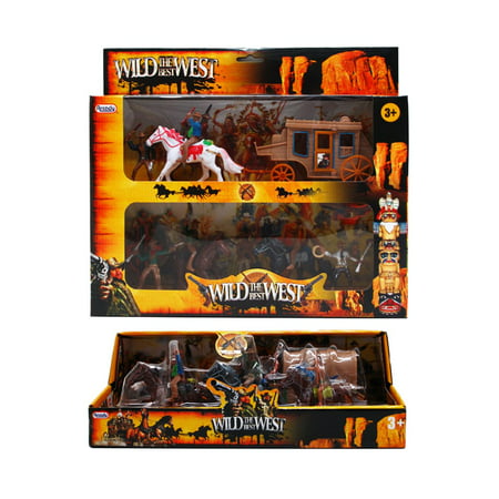 Mozlly Wild the Best West Cowboys vs Indians Action Figures Set (12pc Set) and Wild the Best West Cowboys and Stagecoach Set Pretend Play (Best Brands For Hourglass Figure)