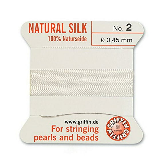 #2 White Griffin Silk Bead Cord (2 Meters)