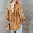 thumbnail image 4 of FNFYFH Clearance Cotton Linen Shirts for Women Trendy Plaid Long Sleeve Coat with Button Sofy Comfy Womens Lapel Shirt Drop Sleeves 2025 Loose Fit Comfy Coats,Coffee S-2XL, 4 of 9