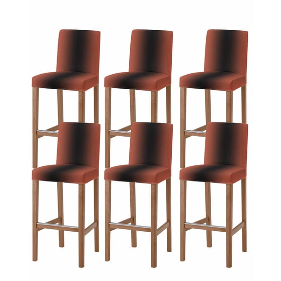 Red Black Ombre Bar Stool Covers Set of 6, Modern Gradient Abstract Art Stretch Washable Bar Chair Covers with Backs, Removable Pub Counter Height Chair Cover for Kitchen Dining Room Cafe