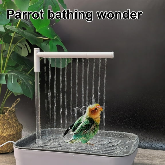 BULLPAW Parrot Bathtub with Pump Automatic Circulating Water Birds Shower Fountain USB Powered Parakeet Bath Box for Cockatiel Lovebird Conure Budgie
