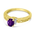 thumbnail image 3 of 10k Yellow Gold Oval Amethyst And Diamond Ring, 3 of 6