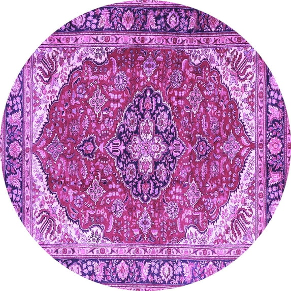 Ahgly Company Indoor Round Medallion Purple Traditional Area Rugs, 6' Round