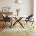 thumbnail image 3 of ODIKA 5'x7' Green Seafoam Floral Medallion Traditional Washable Area Rug Vintage Botanical Motif with Geometric Corner Easy Care, Non-Shedding, Pet Friendly, for Small Living Room, Bedroom, 3 of 7