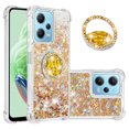 thumbnail image 1 of Funda para Xiaomi Redmi Note 12 4G con Brillo Líquido Flotante, Purpurina, Parachoques y Anillo Giratorio Soporte, 1 of 5