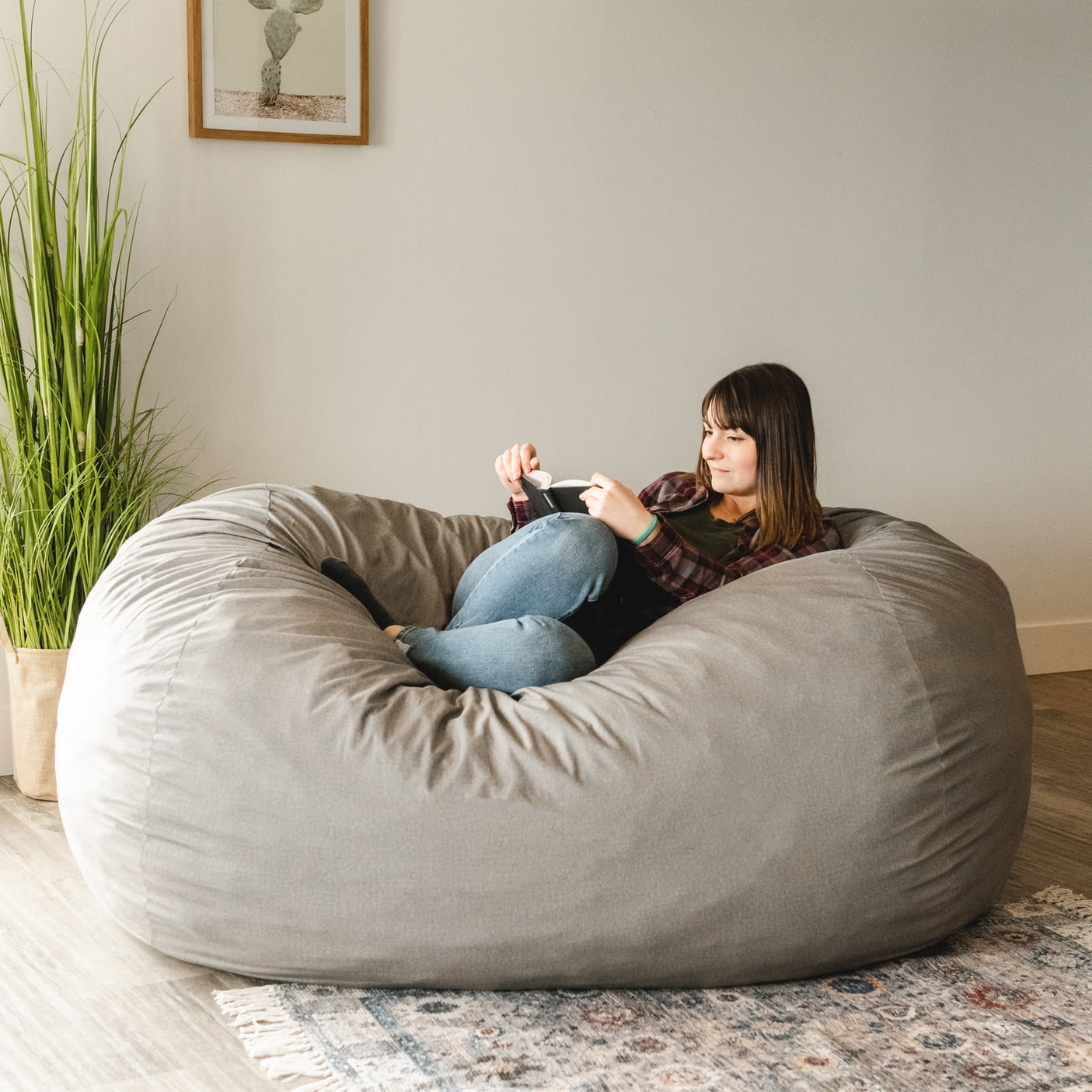 Lumaland 7ft Giant Bean Bag Chair with Microsuede Washable Cover, Dark Gray  - Walmart.com