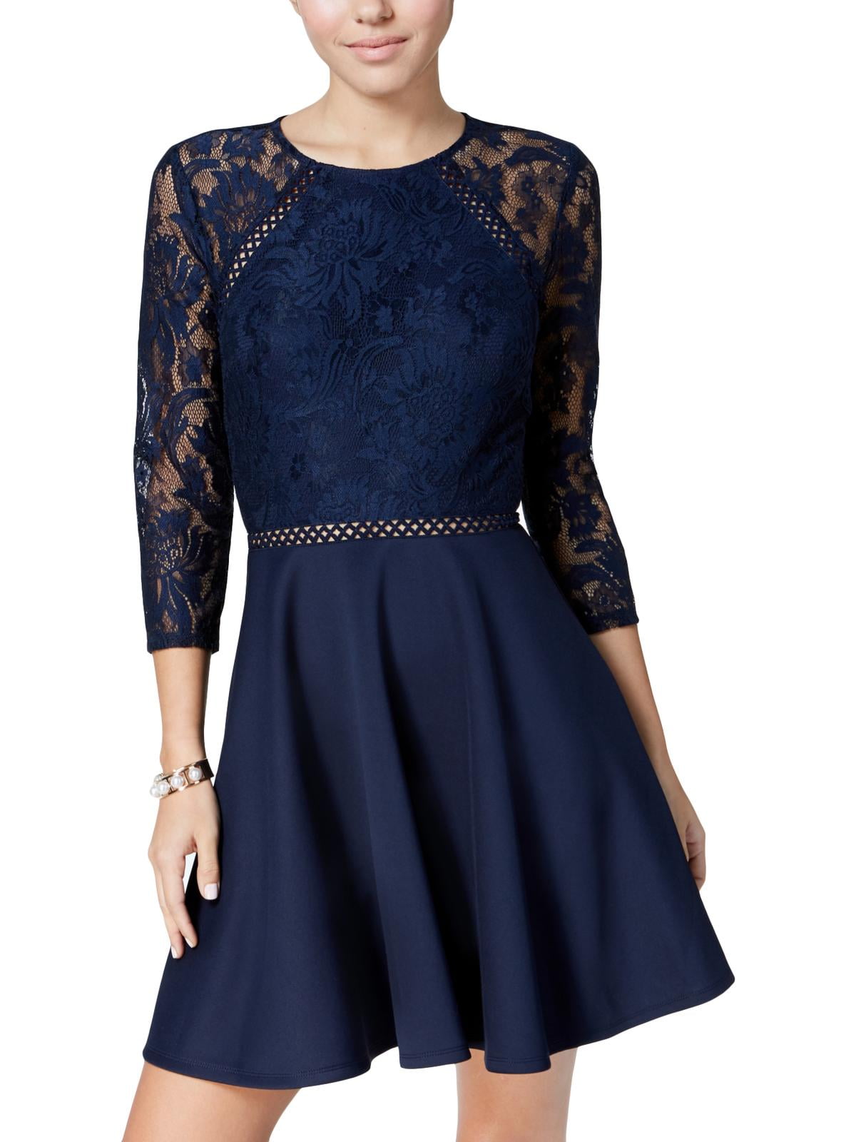 juniors lace fit and flare dress