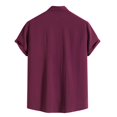 thumbnail image 3 of Men's Spring Summer Casual Solid Color Short Sleeve Shirt Loose Turn-down Collar Shirt2XL, 3 of 3