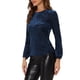 thumbnail image 4 of BLUSA DE MANGA LARGA DE VELVET CON IMPRESIÓN DE PUNTOS PARA MUJERES INSPIRADA EN CHIC XL AZUL, 4 of 5