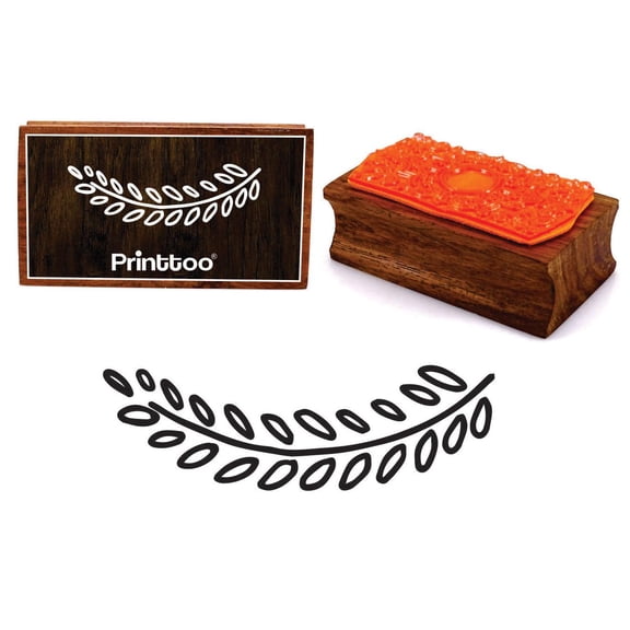 Printtoo Decorative Hand Draw Leaf Vine Rectangular Wooden Rubber Stamp Scrap-Booking