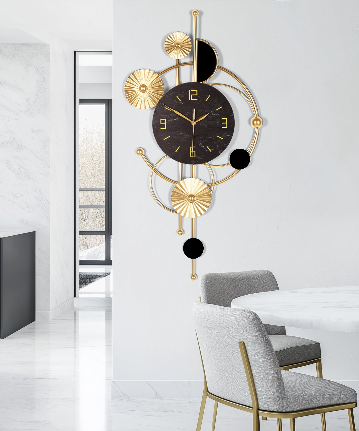 Wall Clock,Large Wall Clock,Wall Clocks for Living Room Decor Modern Silent Non-Ticking Metal Wall Art, Clock for Living Room, Kitchen, Bedroom, or Office Wall Decor (32")