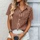 thumbnail image 1 of Tejiojio Women's Gingham Button-Down Shirt Short Sleeve Collared Casual Summer Blouse, 1 of 8