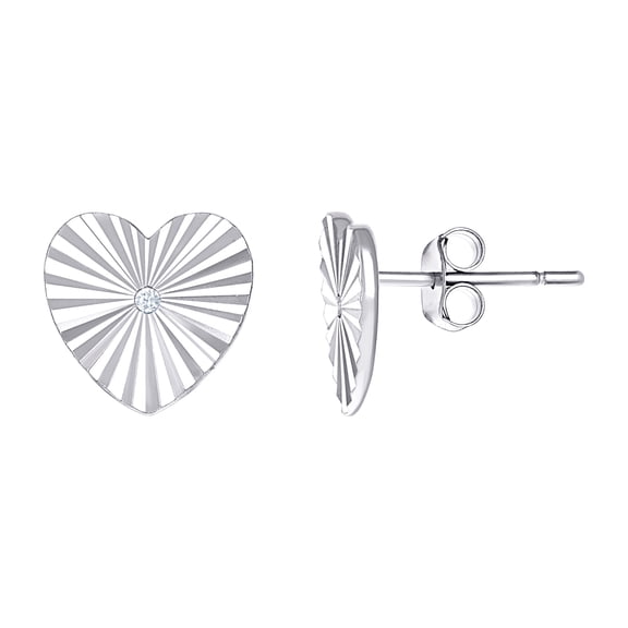 925 Sterling Silver Womens Cubic Zirconia Love Heart Stud Earrings 9.7x9.9mm Wide Stud Earring for Women