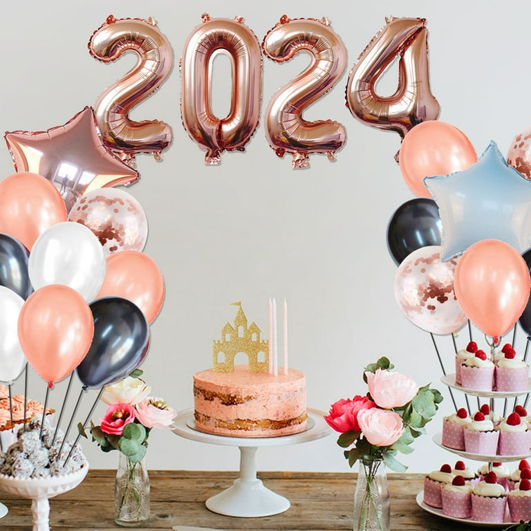 2024 New Year Balloon Gold Silver Rose Gold 2024 Graduation Decorations  Class of 2024 Eve Party Supplies Anniversary Party Decor - AliExpress