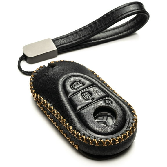 Vitodeco Genuine Leather Smart Key Fob Case Compatible with Mercedes-Benz C-Class, S-Class, GLC, EQB SUV, EQS Sedan, EQS SUV, EQE Sedan, EQE SUV 2023-2025 (3-Button, Black)